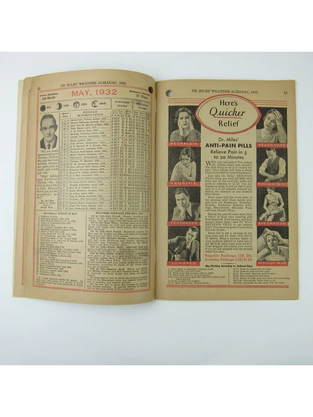 Dr. Miles New Weather Almanac & Hand Book of Valuable Information Vintage 1932